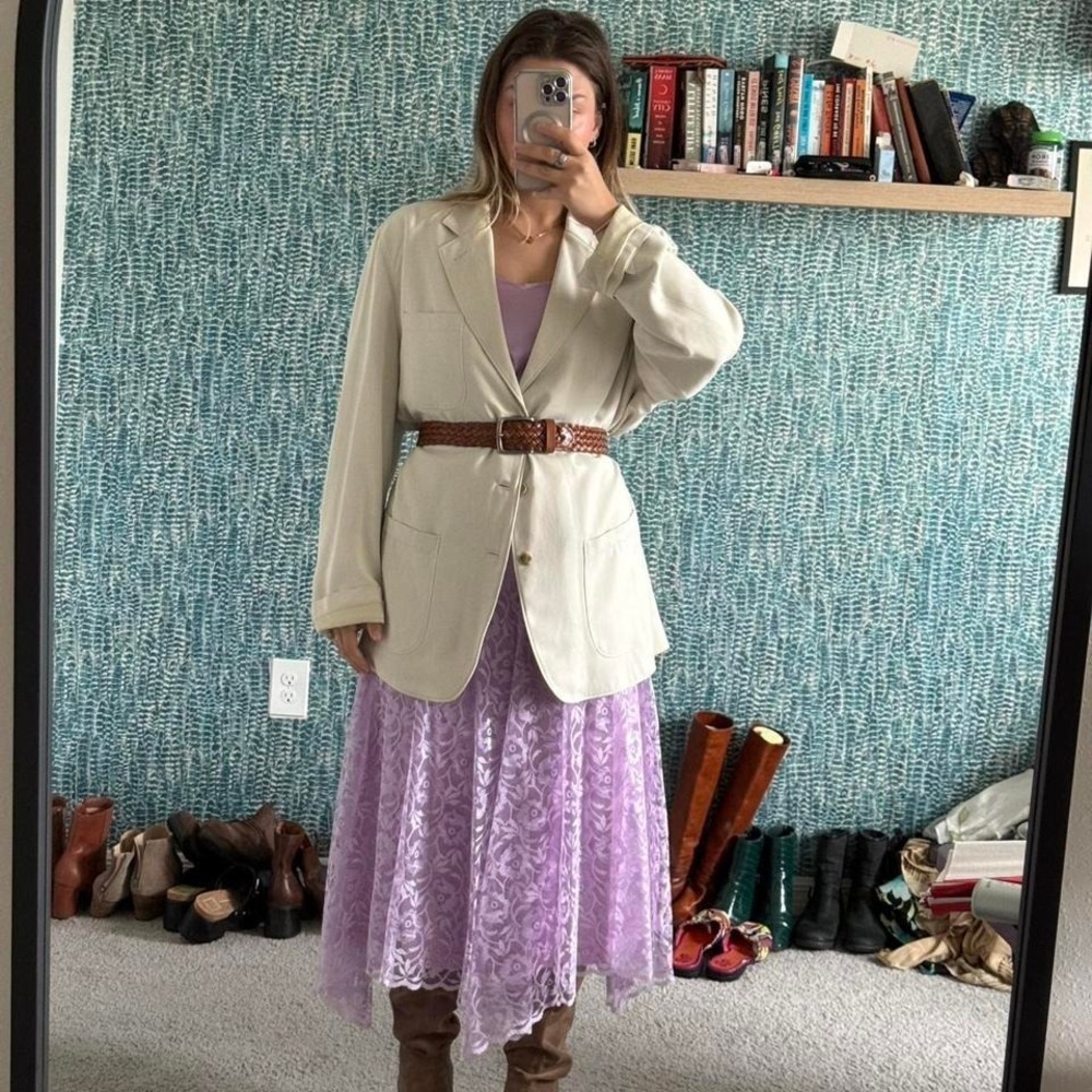 Vintage Purple unique slip dress with lace bottom